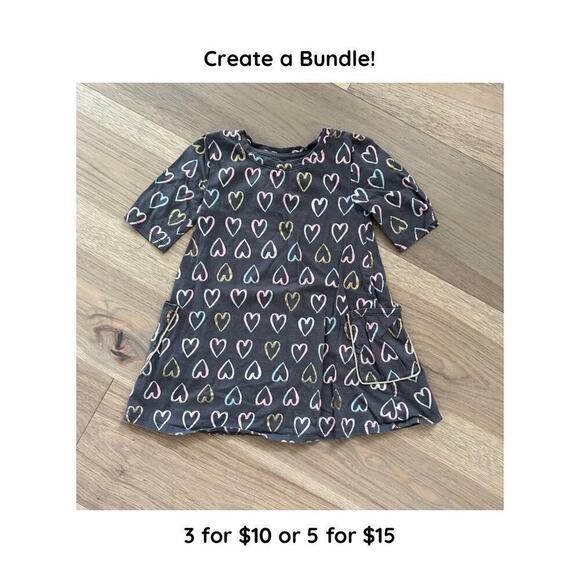 jumping beans Other - Jumping Beans Girls Gray Heart Print Crewneck Short Sleeve T Shirt Dress Size 3T
